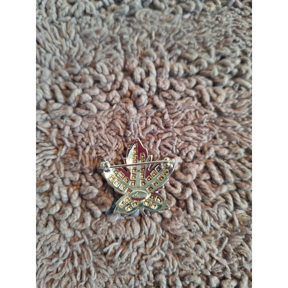 Vintage Keyes Rhinestone Brooch And Earrings Leaf Shape Silver Tone Srew Back...